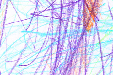 Colored pencil lines with purple, blue and orange background.