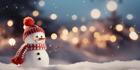 Obraz premium Smiling Snowman in a Winter Wonderland