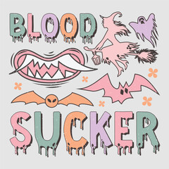 Blood Sucker Halloween T-Shirt Sublimation Design Graphic.