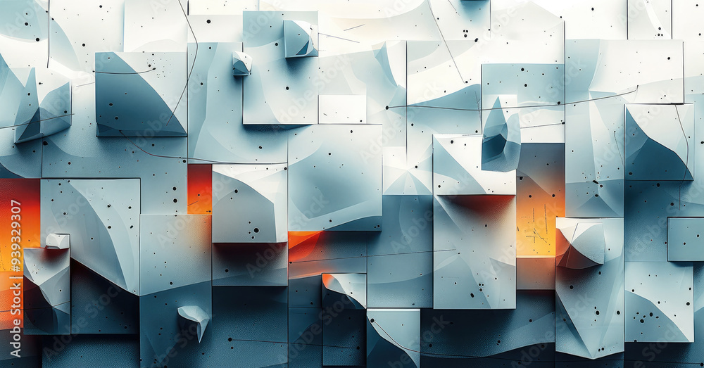 Fototapete Deconstructed Abstract Vector Pattern Design. Generative AI.