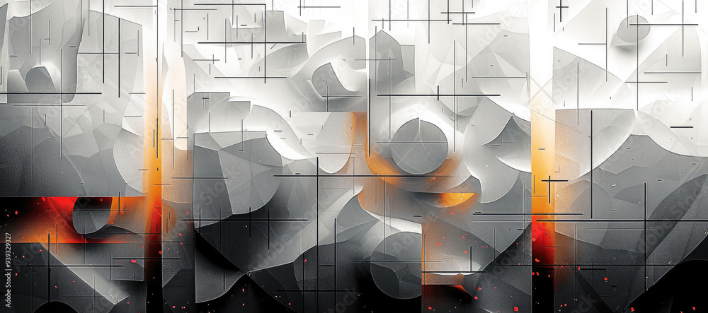 Fototapete Deconstructed Abstract Vector Pattern Design. Generative AI.