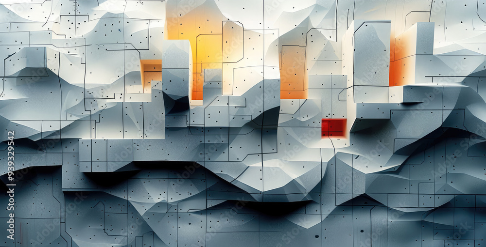 Fototapete Deconstructed Abstract Vector Pattern Design. Generative AI.