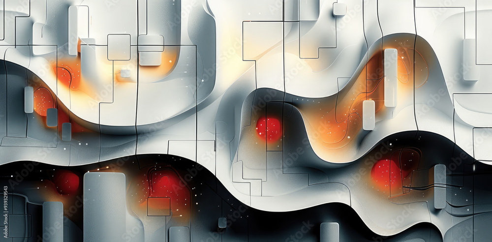 Fototapete Deconstructed Abstract Vector Pattern Design. Generative AI.