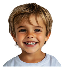 PNG Smiling boy with blonde hair wearing a white shirt