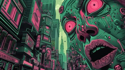 Obraz premium Capture the essence of urban exploration with a long shot revealing bustling city streets painted in vibrant Impressionistic strokes Embrace unexpected camera angles to unveil hidd