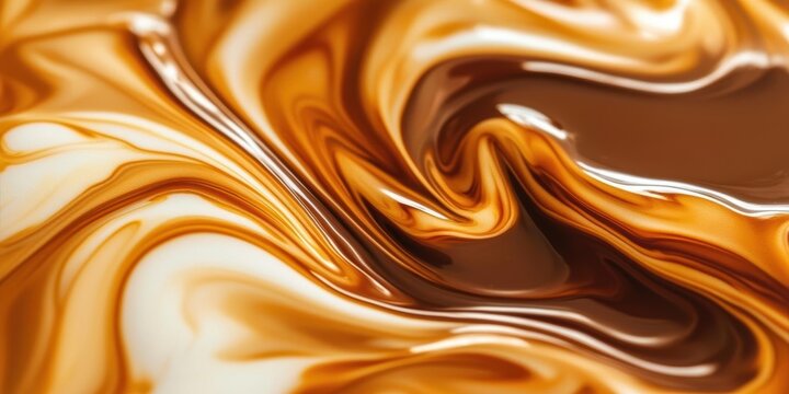 Abstract swirl of brown and white liquid, resembling coffee with milk.