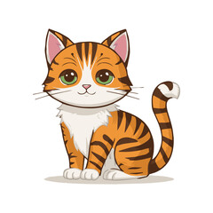 A charming cat illustration, featuring a playful feline with bright eyes and a sleek, smooth coat, capturing a moment of curiosity and whimsy.