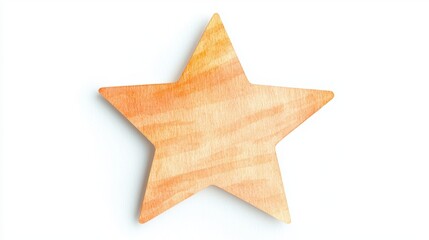 Cute star memo sticker, pastel orange, isolated on white, Watercolor style