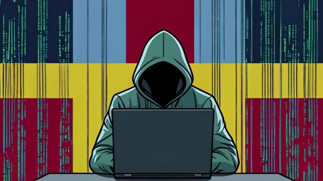 Anonymous Computer Hacker attacking internet Hacking malware concept. Hacker abstract laptop binary code digital interface. Virus, Spyware, Malware Malicious software. Cyber