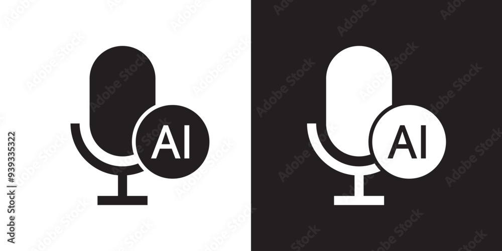 Poster Generate music by AI icon. Artificial intelligence creates music concepts. Machine learning text to generate Musical. UI UX design for app and web. Vector illustration.
