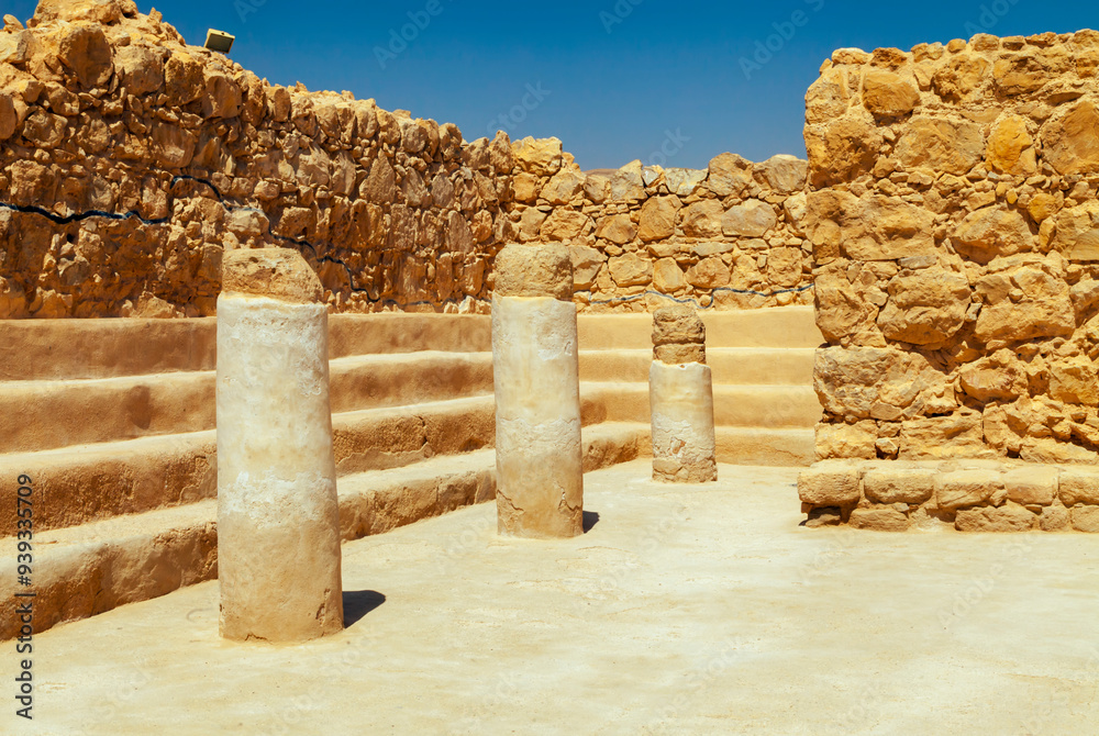 Poster the ruins of the palace of king herod's masada