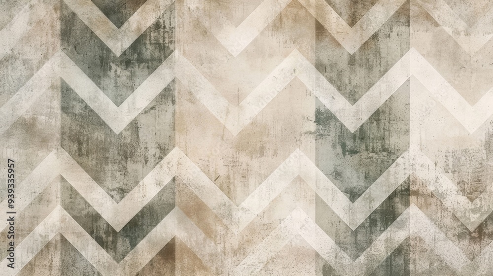 Poster a textured background featuring a chevron pattern in soft, muted tones, with its zigzag design creat