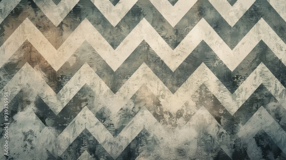 Poster a textured background featuring a chevron pattern in soft, muted tones, with its zigzag design creat
