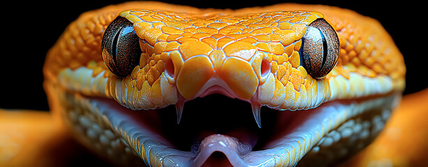 Fototapeta premium Close-up of a yellow snake's face.
