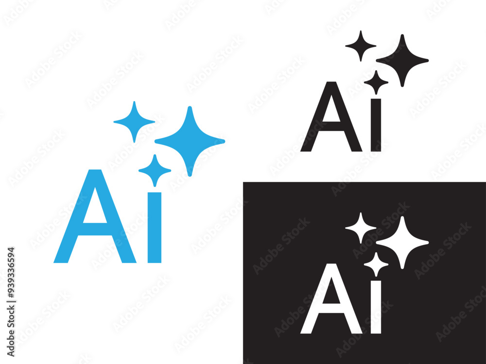 Poster AI Generated icon. Generate symbol. Artificial intelligence and Machine learning technology concept. Icon element for app and web. Vector illustration.