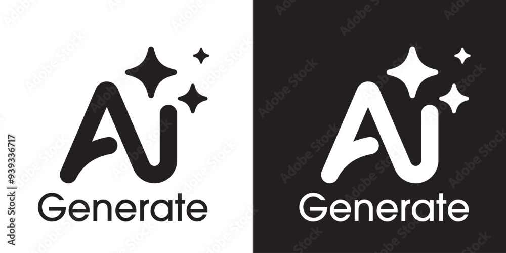 Poster AI Generated icon. Generate symbol. Artificial intelligence and Machine learning technology concept. Icon element for app and web. Vector illustration.