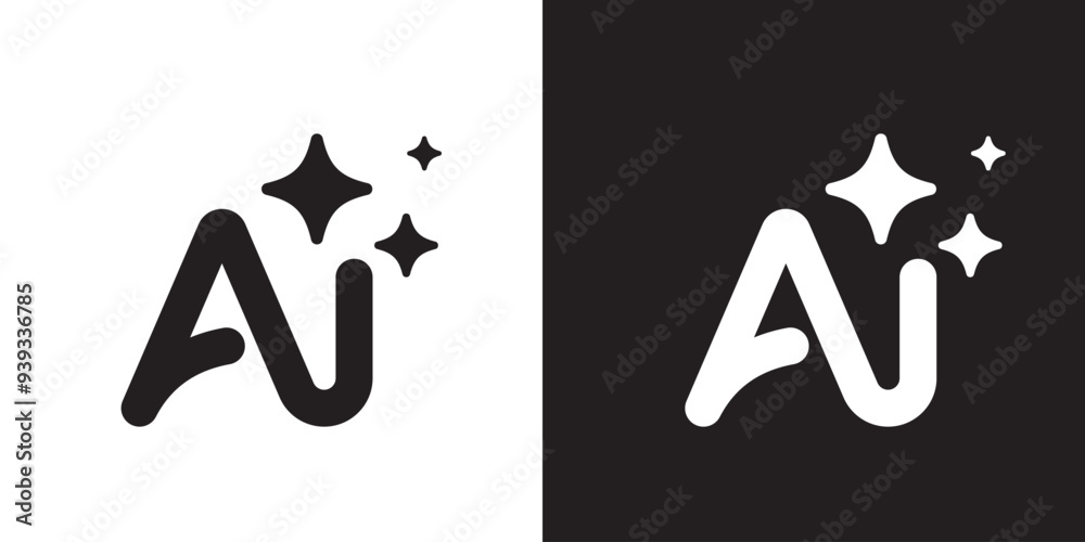 Poster AI Generated icon. Generate symbol. Artificial intelligence and Machine learning technology concept. Icon element for app and web. Vector illustration.