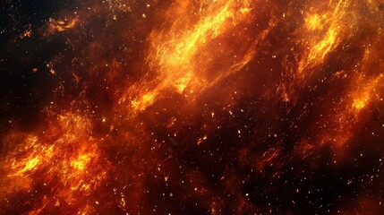 Obraz premium An abstract representation of fiery cosmic elements in a dark space background.
