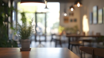 Plant on a Table in a Cafe
