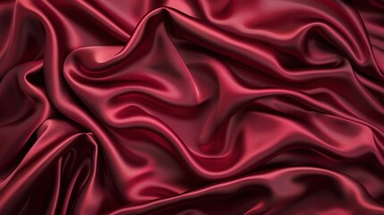 Obraz premium A textured background featuring satin fabric in a deep ruby red, with its smooth, flowing texture