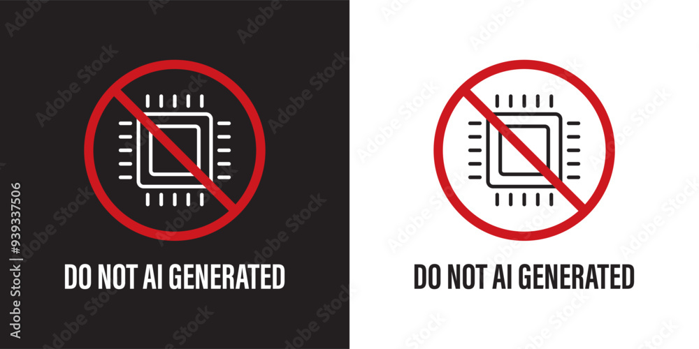 Poster No AI sign icon. No Artificial Intelligence usage icon. No AI-Generated and Do not use AI tools. Vector illustration.