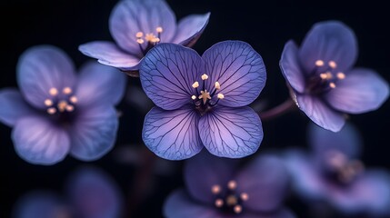 Tiny purple flowers in the dark