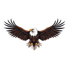 A majestic eagle soars with outstretched wings, embodying strength and freedom, its keen eyes focused, symbolizing vision and power in every flight.