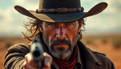 portrait of a wild west gunslinger
