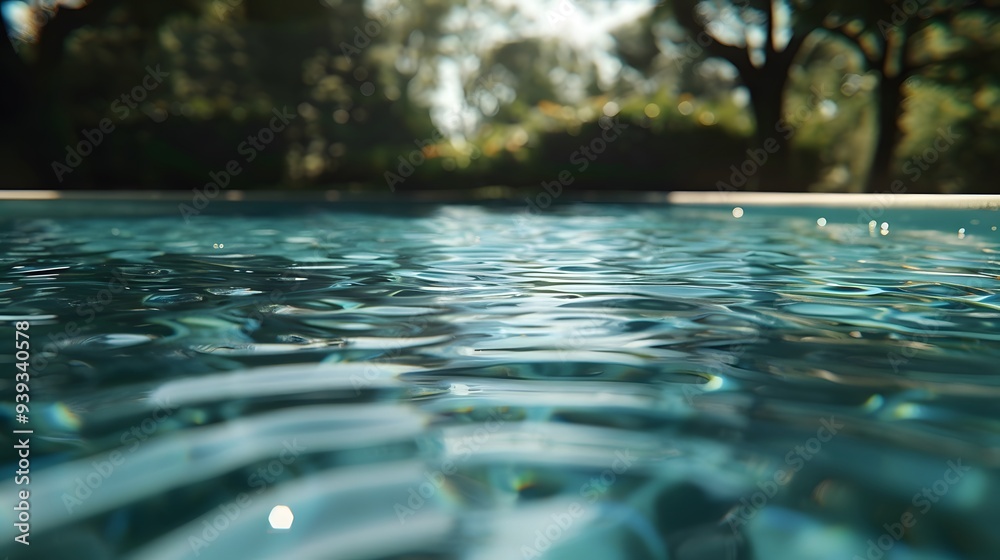 Wall mural water ripples: water ripples in a pool with no visible object, suggesting an invisible floating pool