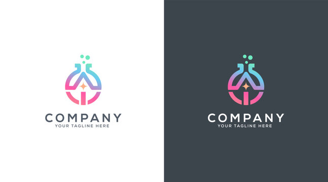 AI lab logo icon. modern ai logo. Artificial Intelligence logo design vector template