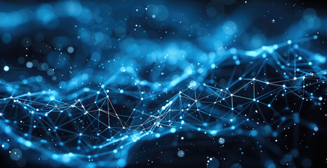 Blue black background, technological sense, artificial intelligence, commercial background design, clean and simple. Generative AI.