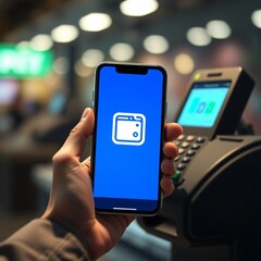 Customer Using Smartphone Wallet for Contactless Payment