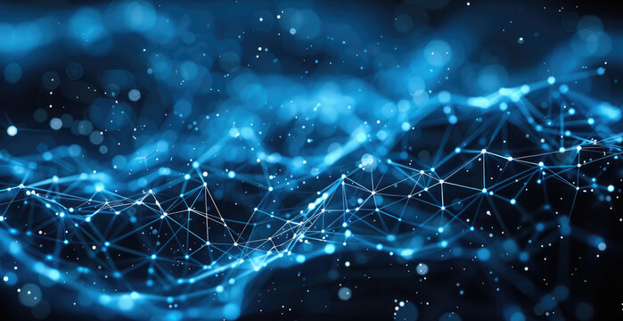 Blue black background, technological sense, artificial intelligence, commercial background design, clean and simple. Generative AI.