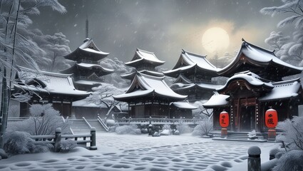 Whispers of Winter: Ancient Temples in a Snow-Covered Tranquility