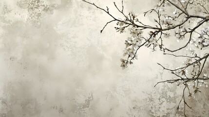 Obraz premium Abstract Flower Branch on Cracked Wall.