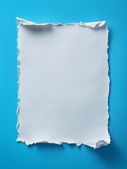 A torn piece of paper with a blue background