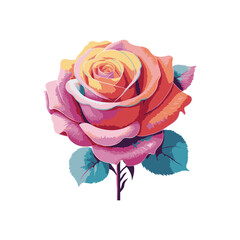 A delicate rose silhouette with smooth, flowing lines captures the elegance of a fully bloomed flower, featuring intricate petals and a slender stem.