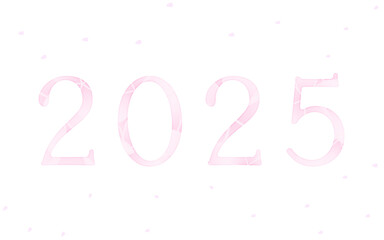 2025の文字と桜吹雪