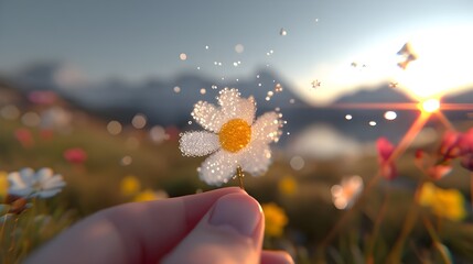 hand holding a flower