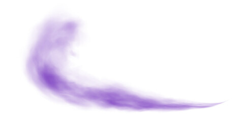 Purple fog or smoke. Purple smog clouds on floor. Cigarette smoke. Morning fog over land or water surface. Magic haze. Cloud, smoke, fog. PNG.