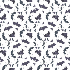 groovy style set elements pattern. Bats Halloween Illustration. Childrens Party. Printable