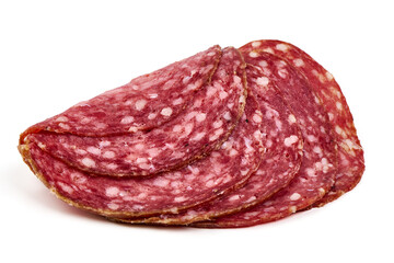 Smoked Milano Salami Sausage, isolated on white background.