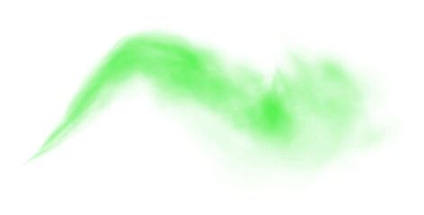 Green fog or smoke. Green smog clouds on floor. Cigarette smoke. Morning fog over land or water surface. Magic haze. Cloud, smoke, fog. PNG.