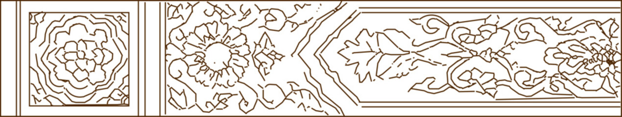 vector sketch, silhouette illustration, traditional ethnic floral mandala decoration drawing design