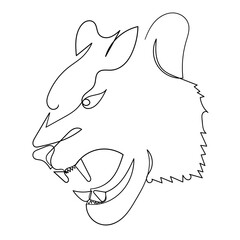 continuous line drawing icon tiger head