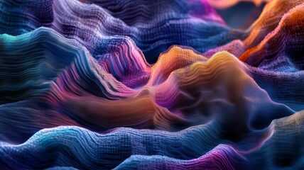 Fototapeta premium Pixelated Waves Abstract Background with Gradient Colors | Digital Art