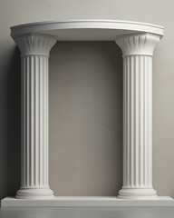 Product display podium With Roman style stone pillars, gray theme.
