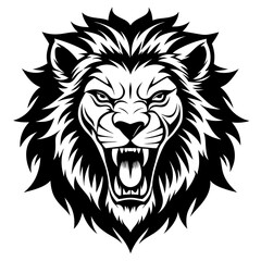 Lion Face Silhouette Vector Illustration, Lion Head Logo icon