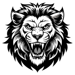 Lion Face Silhouette Vector Illustration, Lion Head Logo icon