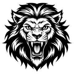 Lion Face Silhouette Vector Illustration, Lion Head Logo icon